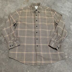 LL Bean Wicked Good Flannel Houndstooth Mens Large Traditional Button Up Outdoor